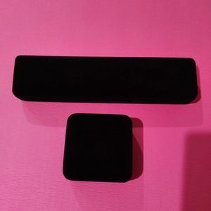 2 New Black Velvet  Fabric Jewel Cases/Boxes
